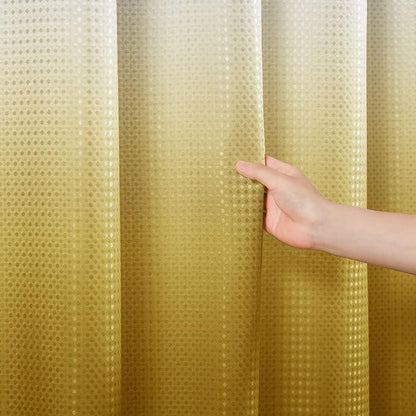 Shower Curtain 72 inches Long 6FT for Bathroom 1 Panel Gold | Ombre Waffle, Shower Curtains with Hook, Water Repellent, Boho Farmhouse, Simple Modern Bath Decor, 72x72