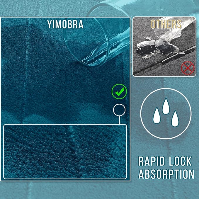 Yimobra Bathroom Runner 55"x24", Non Slip Memory Foam Bath Mat, Super Soft Water Absorbent Hallway Carpet, Machine Washable Rug for Vanity Tub Shower, Peacock Blue