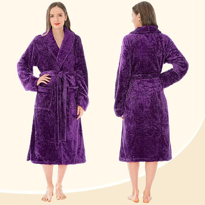PAVILIA Premium Womens Plush Soft Robe Fluffy, Warm, Fleece Sherpa Shaggy Bathrobe