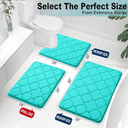 OLANLY Memory Foam Bath Mat Rug 24x16, Ultra Soft and Absorbent Bathroom Rugs, Non-Slip, Comfortable, Machine Washable Bath Carpet for Bathroom Floor, Tub, Shower and Home Decor Accessories, Teal