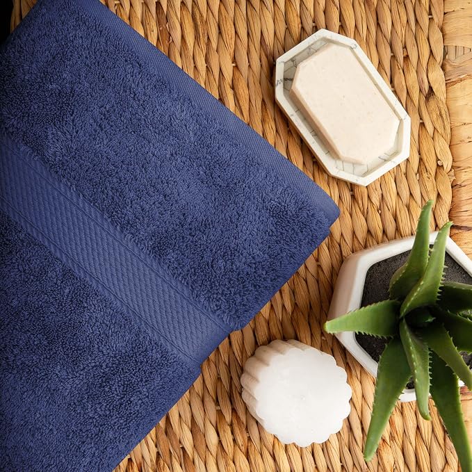 SUPERIOR Egyptian Cotton Ultra Plush & Absorbent, 10 Piece Set, Navy Blue | Quick Dry, Soft Luxury Towel Set, Bath Essentials, Guest Bath, Spa, 2 Bath, 4 Hand, 4 Face Towels, Madeline Towels