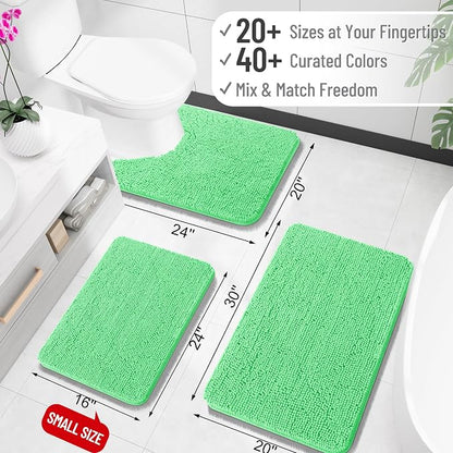 OLANLY Toilet Rugs U-Shaped 20x20, Soft Absorbent Chenille Contour Rugs | Mint Green, Quick-Drying Rubber Backing, Machine Washable Non-Slip Shaggy Bathroom Mat for Toilet, Home Decor Accessories