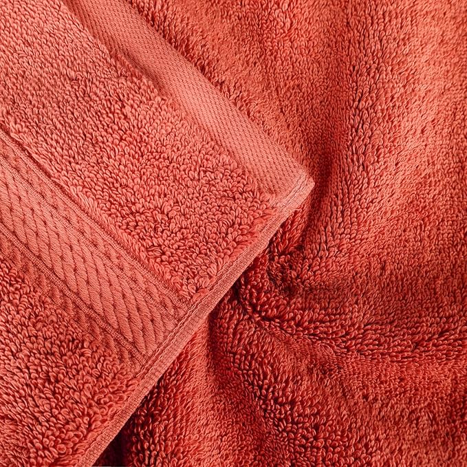 SUPERIOR Egyptian Cotton Ultra Plush & Absorbent, 8 Piece Set, Coral | Quick Dry, Soft Luxury Towel Set, Bath Essentials, Guest Bath, Spa, 2 Bath, 2 Hand, 4 Face Towels, Madeline Towels