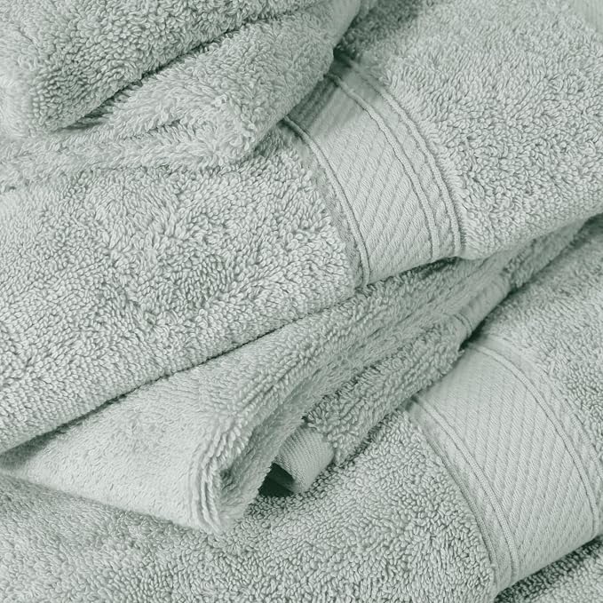 SUPERIOR Egyptian Cotton Ultra Plush & Absorbent, 6 Piece Set, Sea Foam | Quick Dry, Soft Luxury Towel Set, Bath Essentials, Guest Bath, Spa, 2 Bath, 2 Hand, 2 Face Towels, Madeline Towels