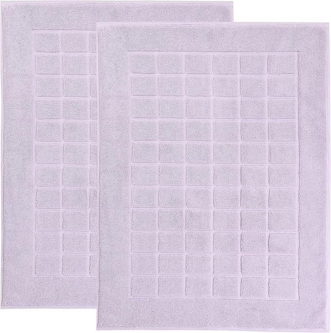 Superior 100% Cotton Bathmat Set, Bath Mats, Bathroom Decor, Shower, Bathtub Essentials, Home Accessories, Small Washable Rug, No Backing, Heavyweight, Nora Collection, Set of 2, 22" x 35", Purple