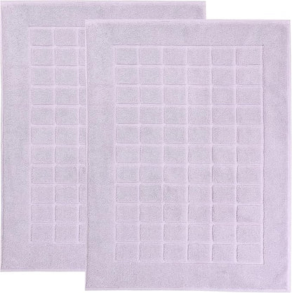 Superior 100% Cotton Bathmat Set, Bath Mats, Bathroom Decor, Shower, Bathtub Essentials, Home Accessories, Small Washable Rug, No Backing, Heavyweight, Nora Collection, Set of 2, 22" x 35", Purple