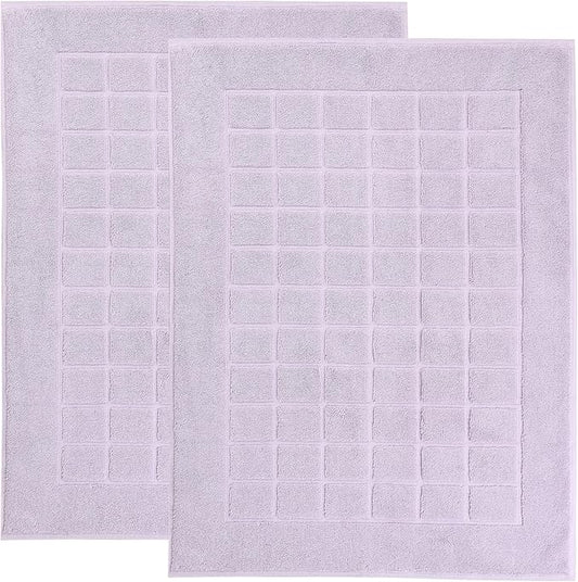 Superior 100% Cotton Bathmat Set, Bath Mats, Bathroom Decor, Shower, Bathtub Essentials, Home Accessories, Small Washable Rug, No Backing, Heavyweight, Nora Collection, Set of 2, 22" x 35", Purple