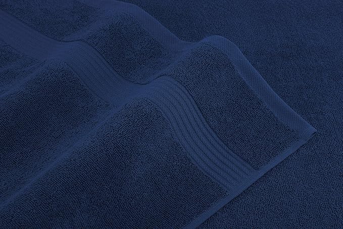 American Veteran Towel, 6 Piece Towel Set for Bathroom, 100% Cotton Turkish Bathroom Towels, 2 Bath Towels 2 Hand Towels 2 Washcloths, Navy Blue