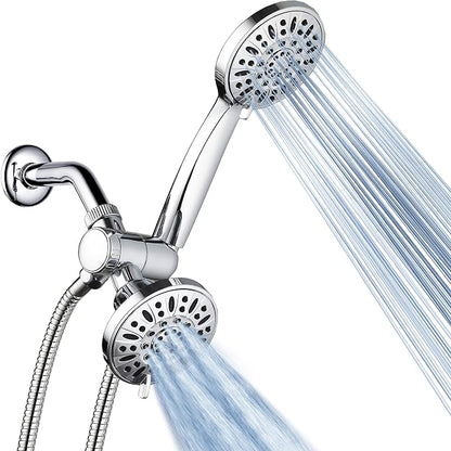 AquaDance Total Chrome Premium High Pressure 48-setting 3-Way Combo for The Best of Both Worlds – Enjoy Luxurious 6-setting Rain Shower Head and 6-Setting Hand Held Shower Separately or Together | Enjoy Two 6-Setting Rain & Hand Showerheads Separately ...
