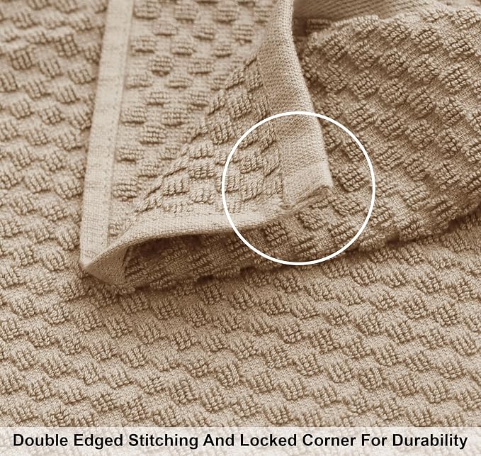 COTTON CRAFT Euro Spa Waffle Weave 6 Piece Towel Set - 100% Cotton - Linen | 2 Oversized Luxurious Large Bath Towels, 2 Hand Towels, 2 Washcloths - Soft Plush Super Absorbent Low Lint Quick Dry