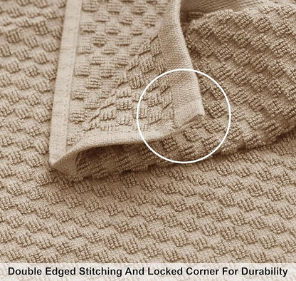 COTTON CRAFT Euro Spa Waffle Weave 6 Piece Towel Set - 100% Cotton - Linen | 2 Oversized Luxurious Large Bath Towels, 2 Hand Towels, 2 Washcloths - Soft Plush Super Absorbent Low Lint Quick Dry