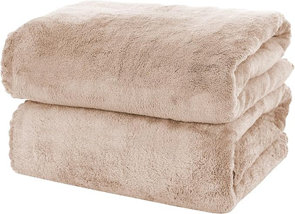 MOONQUEEN 2 Pack Premium Bath Towel Set - Quick Drying - Microfiber Coral Velvet Highly Absorbent Towels - Multipurpose Use as Bath Fitness, Bathroom, Shower, Sports, Yoga Towel (Brown)