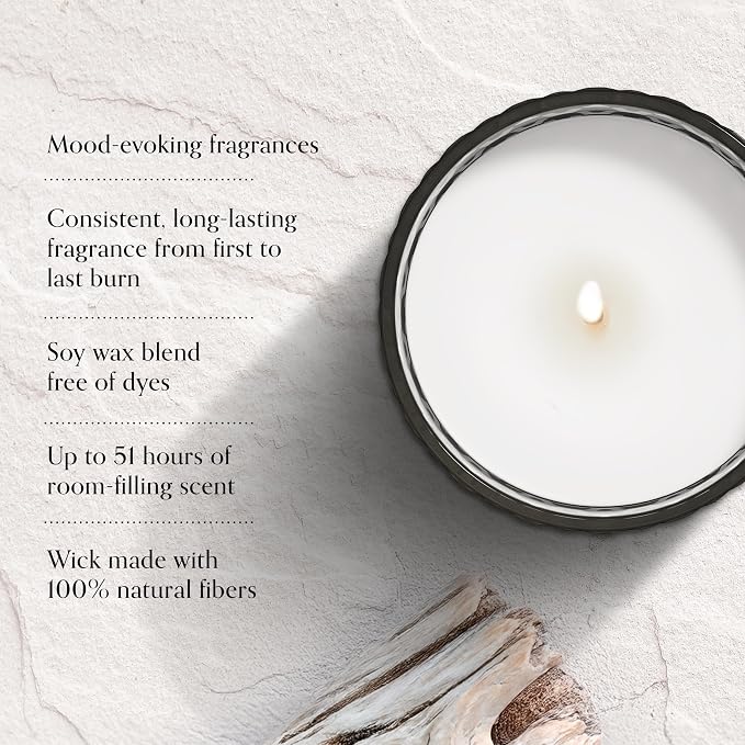 Chesapeake Bay, 8oz Salted Sands Scented Candle, Mood Evoking Fragrance, Textured Sea Glass-Inspired Jar, Premium Soy Blend Wax with Essential Oils, Coastal Fragrance for Home Décor or Gifting