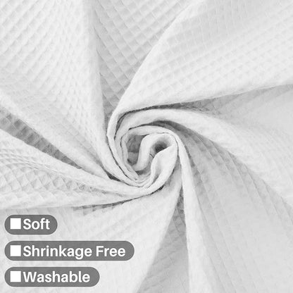 Barossa Design Clawfoot Tub Cotton Waffle Shower Curtain 180 x 70 Set with PEVA Liner and 36 Metal Hooks - White, Wrap-Around 180x70