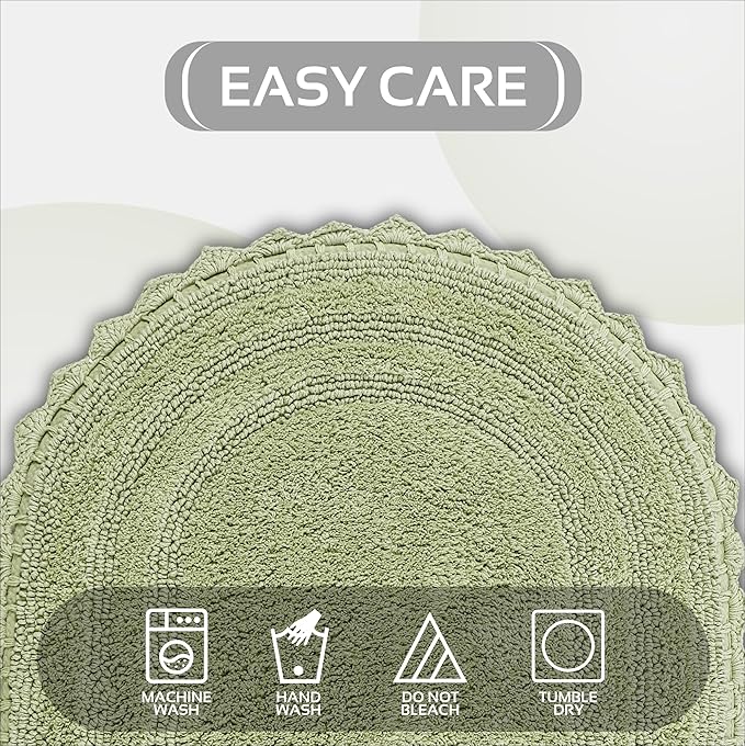 Better Trends 2 Piece Lilly Crochet Oval Rug (20x20 | 20x32 Oval) Bath Mat Toilet Rugs U Shaped 100% Cotton Soft Reversible Water Absorbent Washable for Bathroom Decor Contour Sage