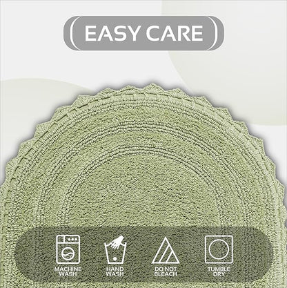 Better Trends 2 Piece Lilly Crochet Oval Rug (20x20 | 20x32 Oval) Bath Mat Toilet Rugs U Shaped 100% Cotton Soft Reversible Water Absorbent Washable for Bathroom Decor Contour Sage