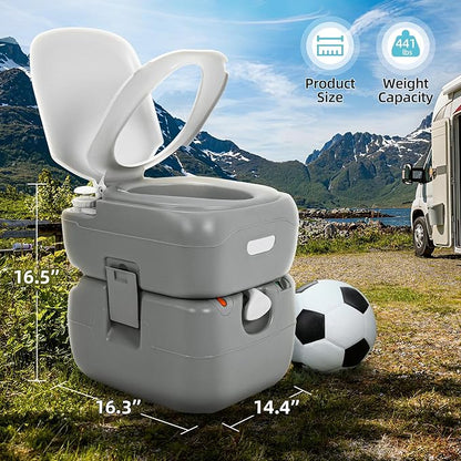 YITAMOTOR Portable Toilet 5.8 Gallon, Camping Porta Potty, RV Toilet with Handle Pump, Level Indicator, for Motorhome Travel, Car, Boat, Indoors and Outdoors | Camping Porta Potty, RV Toilet with Handle Pump, Level Indicator, for Motorhome Travel, Car,...