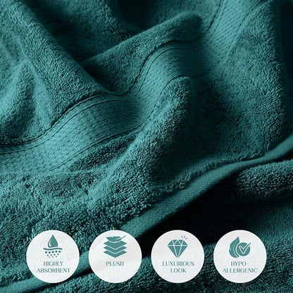 Superior Egyptian Cotton Ultra Plush & Absorbent, 3 Piece Set, Teal | Quick Dry, Soft Luxury Towel Set, Bath Essentials, Guest Bath, Spa, 1 Bath, 1 Hand, 1 Face Towels, Madeline Towels