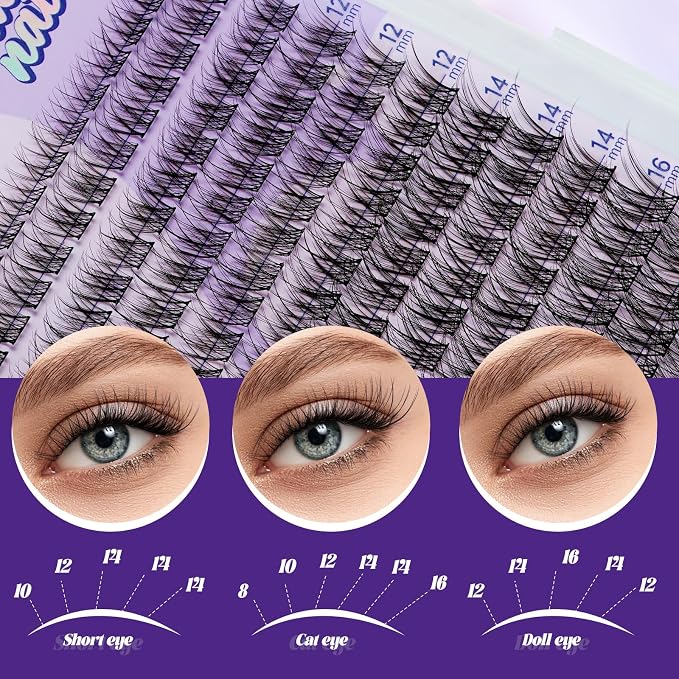 B&Q Natural Lash Clusters 03 - Cluster Eyelash Extensions, Pestañas Postizas Naturales Style Eyelashes Comfort Fit - Day-to-Night Natural Effect - Office & Date Ready For Effortless Beauty(8-16mix)