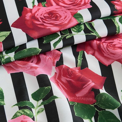 Betsey Johnson - Shower Curtain Set, Printed Polyester Curtain with Shower Liner & 12 Pack Curtain Hooks, Floral Stripe Design, Machine Washable, 72" x 72" (Avantgarde Rose Pink)