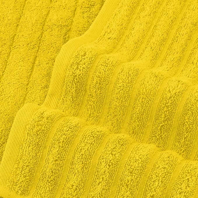 Elegant Comfort 100% Turkish Cotton Corduroy Ribbed Luxury Bath Towels 6-Piece Set, Premium Feel - Quick Dry, Highly Absorbent, Contains 2 Bath Towels, 2 Hand Towels, and 2 Washcloths, Yellow