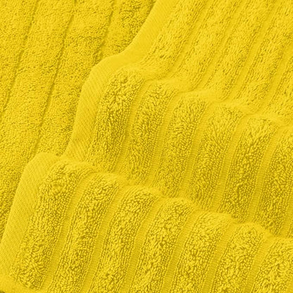 Elegant Comfort 100% Turkish Cotton Corduroy Ribbed Luxury Bath Towels 6-Piece Set, Premium Feel - Quick Dry, Highly Absorbent, Contains 2 Bath Towels, 2 Hand Towels, and 2 Washcloths, Yellow