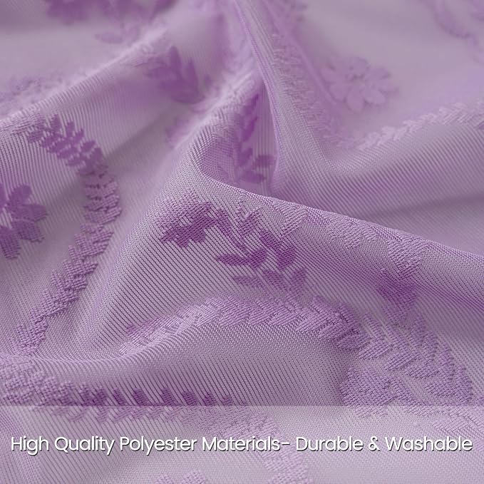 WAZZIO Purple Lace Shower Curtain for Bathroom 72" W x 72" L, Victorian Farmhouse Floral Pattern Tassel Fancy Shower Curtain Boho Washable Cloth Decorative Bath Curtains,1 Panel