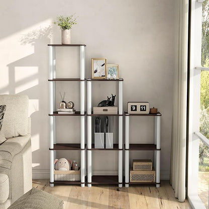 Homes: Inside + Out Apexa Modern 5-Tier Narrow Shelving Units, Collectibles Display Shelves, Easy Assembly Standing Shelf, Home Storage Organizer for Living Room, Bedroom, Office, Espresso