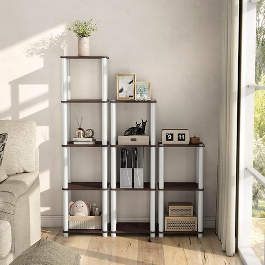 Homes: Inside + Out Apexa Modern 3-Tier Narrow Shelving Units, Collectibles Display Shelves, Easy Assembly Standing Shelf, Home Storage Organizer for Living Room, Bedroom, Office, Espresso