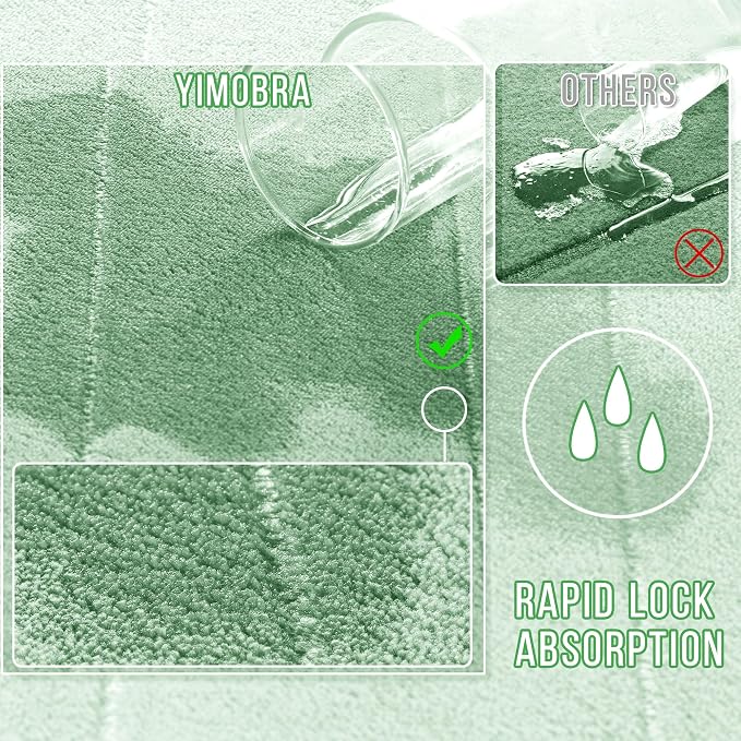 Yimobra Memory Foam Toilet Bath Mat U-Shaped, 24 X 20 Inches,Soft and Comfortable, Super Water Absorption, Non-Slip, Machine Wash and Easier to Dry for Bathroom Commode Contour Rug, Pale Green