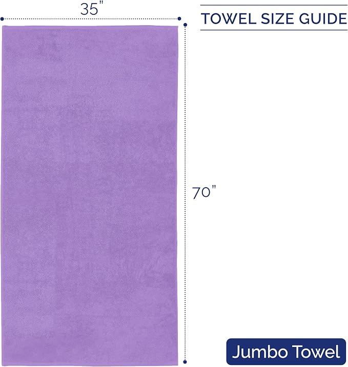 Elegant Comfort Premium Turkish Cotton 1 Piece Jumbo Bath Towel - 35 x 70 inch, Luxurious Hotel Spa Quality 100% Turkish Cotton Large Bath Towel - Highly Absorbent - Soft Bathroom Towel, Lilac