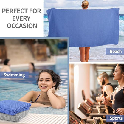 MICROFI New Microfiber Waffle Bath Towels, 2 Pieces, Soft, Absorbent, Fast Drying, Lint Free 430 GSM (30''x60''/76cm x 152cm)