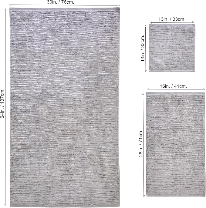 SKL Home CloudSoft Bath Towel Set, 6-Piece, 100% Cotton Luxury, Gray | 2 Bath towels, 2 hand towels, 2 washcloths. Premium spa-level quality. 600/520 GSM weight. Ultra plush & absorbent.