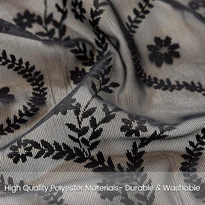 WAZZIO Black Lace Shower Curtain - Vintage Pretty Floral Sheer Shower Curtains Goth, Decorative Tassel Bath Curtains for Bathroom, 72 x 72 Inch, 1 Panel