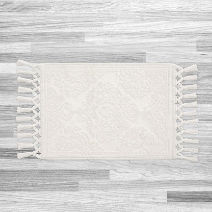 Jean Pierre - Ricardo Bath Mat, Woven Fringe Bathroom Rugs, 100% Cotton, Premium Bathroom Decor - Measures 21" x 41" - Ivory