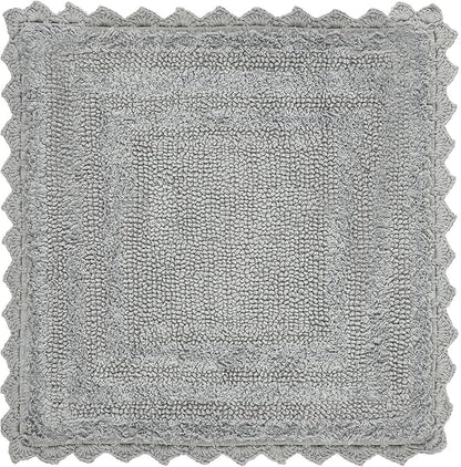 Better Trends Lilly Crochet 17x24 Oval Bath Rugs & Reversible Bath Rugs, Bath mats for Bathroom, Luxurious 100% Cotton Bath Rug & Water Absorbent Bathroom Mat- Grey Bath Matt