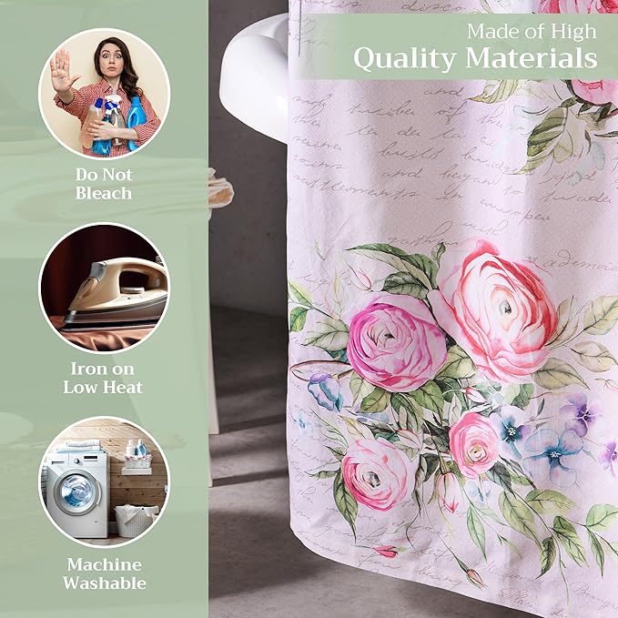 Maison d' Hermine Shower Curtain 100% Cotton One Panel 70"x72" Washable Fabric Shower Curtains for Bathroom, Easy Hanging with 12 Button Holes - Home Hotel Spa Easter Gifts (Champ De Mars)