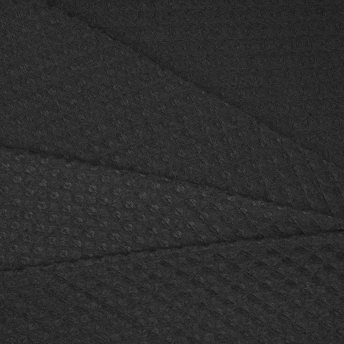 River Dream Cotton Blend Fabric Shower Curtain Set with Liner, Black, 71x86 | Waffle Weave, No Hook Needed, with Snap in Replacement Liner, Top Sheer Window, Hotel Quality for Bathroom, Extra Long