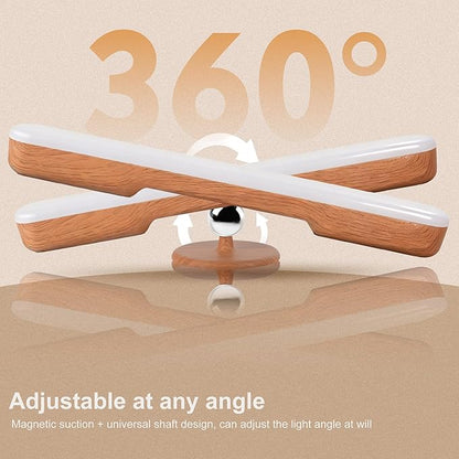 Vanity Light for Mirror with 4000mAh Rechargeable Battery, Touch Control Dimmable Makeup Light with 3 Color Modes, Magnetic 360° Adjustable LED Bathroom Mirror Light, Light Wood