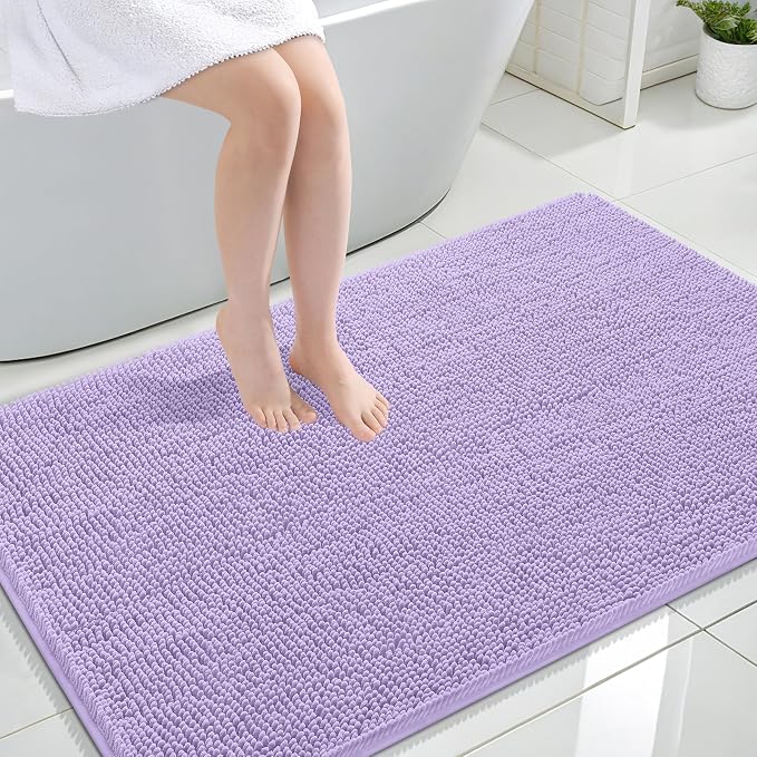 OLANLY Large Bathroom Rugs 44x32, Extra Soft Absorbent Chenille Bath Rugs | Lavender, Quick-Drying Rubber Backing, Machine Washable Bath Mat for Bathroom Floor, Tub and Shower, Home Decor Accessories