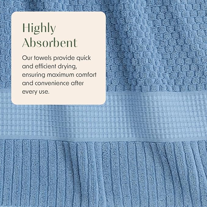 2 Pack Oversized Bath Towels 100% Cotton | Blue Towels | Oeko‑TEX Standard 100 | Soft & Absorbent, Quick‑Dry | Trinity Collection - Blue Shadow