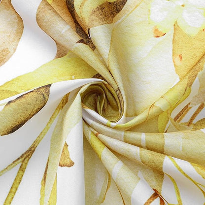 Yellow Eucalyptus Shower Curtain, Watercolor Floral Print, 36x72 | Watercolor Plant Leaves Floral Print, Waterproof Fabric Bathroom Decor, Machine Washable, Rustproof Grommets