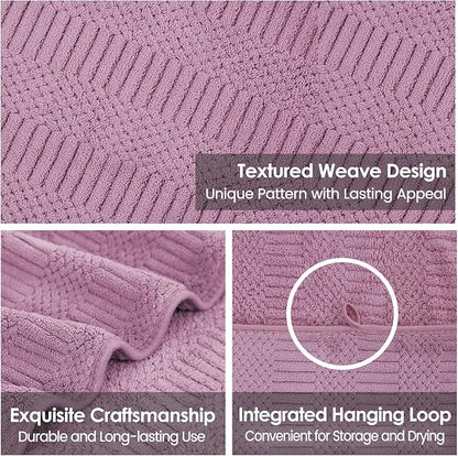 JML Microfiber Bath Towels, Large Bathroom Towel 2 Pack (30" x 60"), Oversized, Soft, Super Absorbent and Fast Drying, Multipurpose Use for Sport, Fitness, Yoga, Diamond Cross Grid Purple