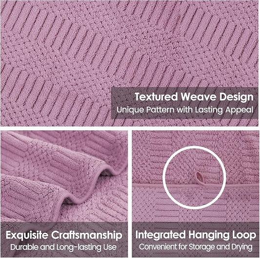 JML Microfiber Bath Towels, Large Bathroom Towel 2 Pack (30" x 60"), Oversized, Soft, Super Absorbent and Fast Drying, Multipurpose Use for Sport, Fitness, Yoga, Diamond Cross Grid Purple