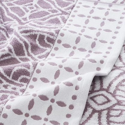 Modern Threads Monroe 6-Piece 100% Cotton Towel Set – Reversible Yarn Dyed Jacquard & Solid – Includes 2 Bath Towels, 2 Hand Towels, 2 Washcloths – Absorbent, Quick Dry, Soft & Durable – Orchid