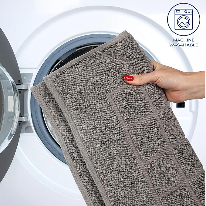Superior 100% Cotton Bathmat Set, Bath Mats, Bathroom Decor, Shower, Bathtub Essentials, Home Accessories, Small Washable Rug, No Backing, Heavyweight, Nora Collection, Set of 2, 22" x 35", Charcoal