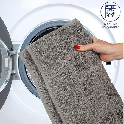 Superior 100% Cotton Bathmat Set, Bath Mats, Bathroom Decor, Shower, Bathtub Essentials, Home Accessories, Small Washable Rug, No Backing, Heavyweight, Nora Collection, Set of 2, 22" x 35", Charcoal