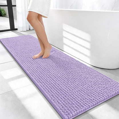 OLANLY Thick Chenille Bathroom Runner Rugs Mats 59x20, Lavender | Soft Absorbent Bath Rugs, Rubber Backing, Machine Wash Dry, Bath Mats for Bathroom, Tub and Shower, Home Decor Accessories