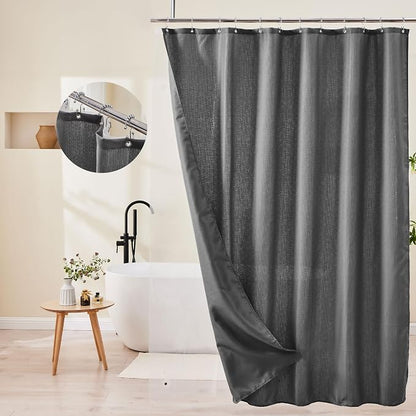 3 in 1 Shower Curtain Set, 72x84 Grey Shower Curtain and Liner with 12 Double Sided Shower Curtain Hooks, Cloth Shower Curtains for Bathroom,Waterproof