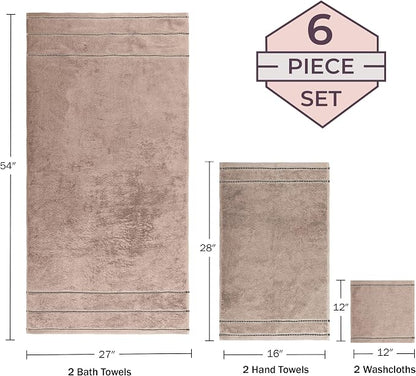 Lavish Home Bathroom Towels Set, Bathroom Accessories, Taupe, Set of 6
